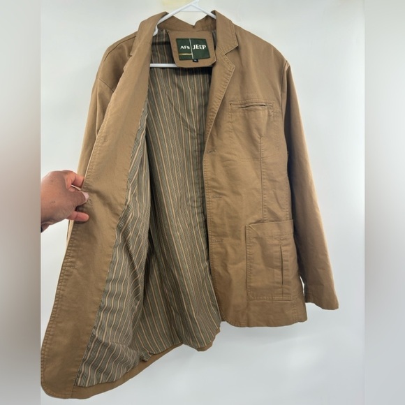 AFS jeep jacket blazer tan khaki button elbow patch padded shoulder pocket 3XL - Picture 2 of 6
